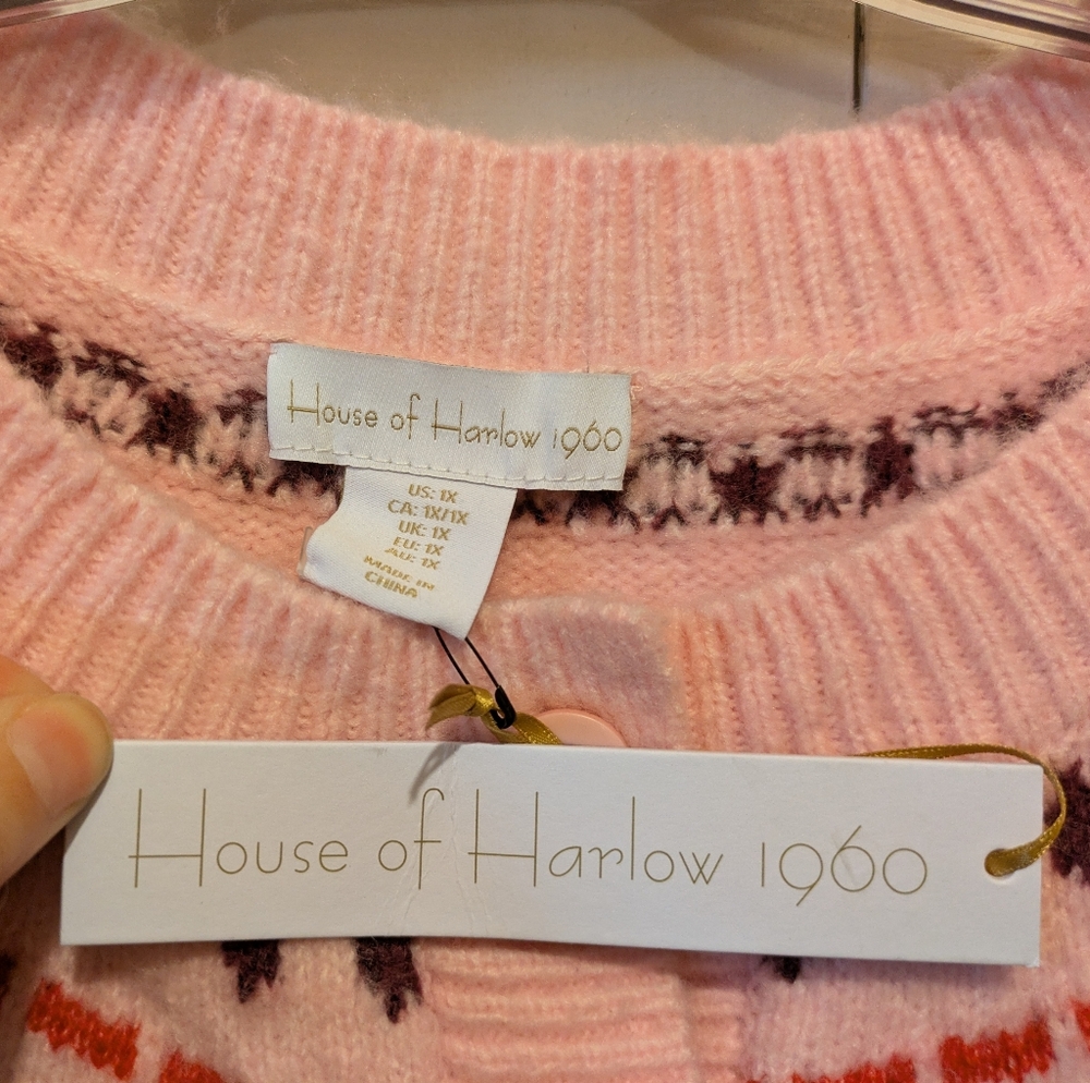 LAST PRICE DROP House Of Harlow 1960 Fair Isle Cardigan Sweater Size 1X New! - Picture 5 of 15